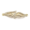 Brass Micro Pave Clear Cubic Zirconia Double Leaves Connector Charms KK-L229-057G-1