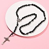 Oval Wood Rosary Bead Necklaces NJEW-C108-01-1