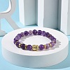 Natural Amethyst & Alloy Buddha Head Beaded Strech Bracelets BJEW-JB09420-01-4