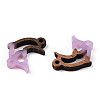 Opaque Resin & Walnut Wood Connector Charms RESI-N039-46G-2