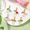 6Pcs Flower Round Acrylic & Glass Pendant Decorations HJEW-JM02954-2