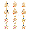 12Pcs 2 Style Brass Micro Pave Colorful Cubic Zirconia Pendants KK-DC0001-75-1