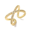 Adjustable Brass Micro Pave Clear Cubic Zirconia Cuff Rings RJEW-F101-17G-3