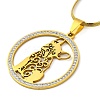 201 Stainless Steel French Bulldog Pendant Necklaces NJEW-S007-27G-2