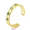 Square & Teardrop & Horse Eye Glass Open Cuff Bangle with Cubic Zirconia BJEW-A136-01G-02-3