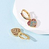Heart Brass Micro Pave Clear Cubic Zirconia Hoop Earrings EJEW-F384-09G-3