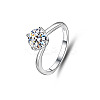 Flat Round Rhodium Plated 925 Sterling Silver Micro Pave Cubic Zirconia Finger Rings for Women WG84544-01-4