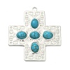 304 Stainless Steel with Dyed Synthetic Turquoise Pendants STAS-G374-05S-17-1