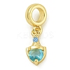 Rack Plating Brass Pave Cubic Zirconia Shield European Dangle Charms KK-Z067-44G-01-1