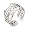 Non-Tarnish 304 Stainless Steel Hollow Spider Web Open Cuff Ring for Women RJEW-M149-25P-3