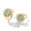 Sunflower Natural Green Aventurine Finger Rings RJEW-B113-03G-03-4