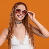 Bohemian Alloy & Resin Imitation Turquoise Oval Black Velvet Choker Necklaces NJEW-WH20004-13B-01-5