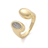 Brass Micro Pave Clear Cubic Zirconia Cuff Rings for Women RJEW-U041-01G-4
