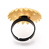 Adjustable Alloy & Iron & Rhinestone Bezel Cup Ring Base with Rotatable Tray MAK-T012-15G-3