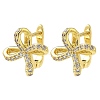 Brass Micro Pave Clear Cubic Zirconia Bowknot Hoop Earring Findings KK-G536-12G-1