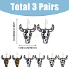3 Pairs 3 Colors Imitation Leather Cattle Head Dangle Earrings for Women EJEW-FI0002-36-2