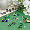 60Pcs 6 Styles Saint Patrick's Day Wood Stud Earrings EJEW-SC0001-42-4