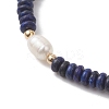 Natural Lapis Lazuli & Cultured Freshwater Pearl Beads Beaded Stretch Bracelets for Women BJEW-JB13322-01-3