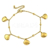 PVD Vacuum Plating Summer Beach 304 Stainless Steel Cable Chains Shell Shaped Charm Bracelets BJEW-P334-06G-1