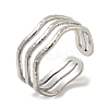Non-Tarnish 304 Stainless Steel Triple Lines Open Cuff Ring LS-RJEW-C067-07P-1