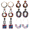 6 Pairs 6 Style Oval & Square & Donut Acrylic Dangle Stud Earrings EJEW-AN0003-36-1