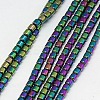 Electroplate Non-magnetic Synthetic Hematite Beads Strands G-J163-3x3mm-07-1