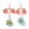 Glass Beaded Pendants GLAA-K060-02G-02-1