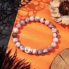 8.5mm Round Natural Pink Zebra Jasper Beaded Stretch Bracelets BJEW-JB10466-02-2