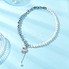 Synthetic Non-magnetic Hematite Chip with Potato Natural Pearl Beaded Necklaces NJEW-JN05894-01-1