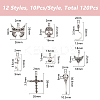 60Pcs 12 Styles Halloweem Themed Tibetan Style Alloy Pendants TIBEP-DC0001-35-2