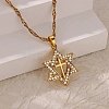 304 Stainless Steel Micro Pave Clear Cubic Zirconia Pendant Necklaces for Women LS-NJEW-U047-01B-G-1