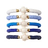 5Pcs 5 Colors Handmade Polymer Clay Disc Beaded Stretch Bracelets BJEW-JB10259-01-1