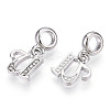 Platinum Rack Plating Alloy Rhinestone European Dangle Charms PALLOY-T048-36P-U-2