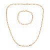 Brass Figaro Chain Necklaces and Bracelets Sets SJEW-N0039-01G-1