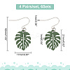   24 Pairs 4 Color Alloy Enamel Tropical Leaf Dangle Earrings EJEW-PH0001-25-2