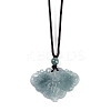 Natural Jadeite Carved Butterfly Pendant Necklaces NJEW-F321-04-2