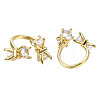 Cubic Zirconia Bowknot Open Cuff Rings RJEW-N037-030-2