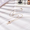 Natural Obsidian & Pearl Braided Cross Pendant Necklace NJEW-JN03920-05-2