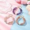 3Pcs Natural Fluorite & Sunstone & Amethyst Chip Beaded Bracelets for Women BJEW-JB12306-1