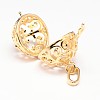 Rack Plating Brass Hollow Round Cage Pendants LS-KK-M181-13G-2