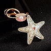 Diamond-Studded Starfish Shell Car Zinc Alloy Keychain Acrylic Cute Men and Women Bag Pendant Metal Keychain Ring Gift PW-WG2593B-01-1