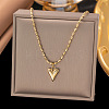 304 Stainless Steel Heart Pendant Necklaces for Women NJEW-Z072-04G-1