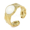 Ion Plating(IP) 304 Stainless Steel Enamel Flat Round Cuff Finger Rings RJEW-L107-061G-01-1