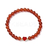 Natural Carnelian Round Beaded Stretch Bracelets BJEW-JB09881-05-1