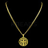 201 Stainless Steel Saint Benedict Medal Pendant Necklaces with Cuban Link Chains for Men FS-WG2A1DE-02-2