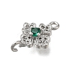 Brass Green Cubic Zirconia Clover Connector Charms LS-KK-Q048-12P-2