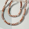 Plastic & Resin Leopard Skin Print Curved Tube Double Layer Necklaces for Women NJEW-Q038-01A-2