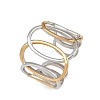 304 Stainless Steel Double Color Cuff Rings RJEW-S635-01GP-15-4