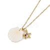 Summer Beach Brass Cubic Zirconia Sea Animal Pendant Necklaces for Women NJEW-B118-03G-03-1