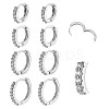 8Pcs 4 Styles Brass Clear Cubic Zirconia Hoop Earrings EJEW-DR0001-02S-1